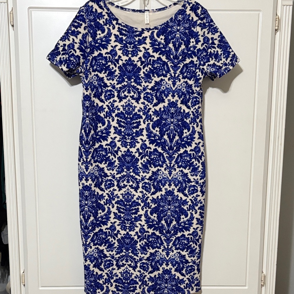 Pinkblush Blue and White Floral Midi Dress
